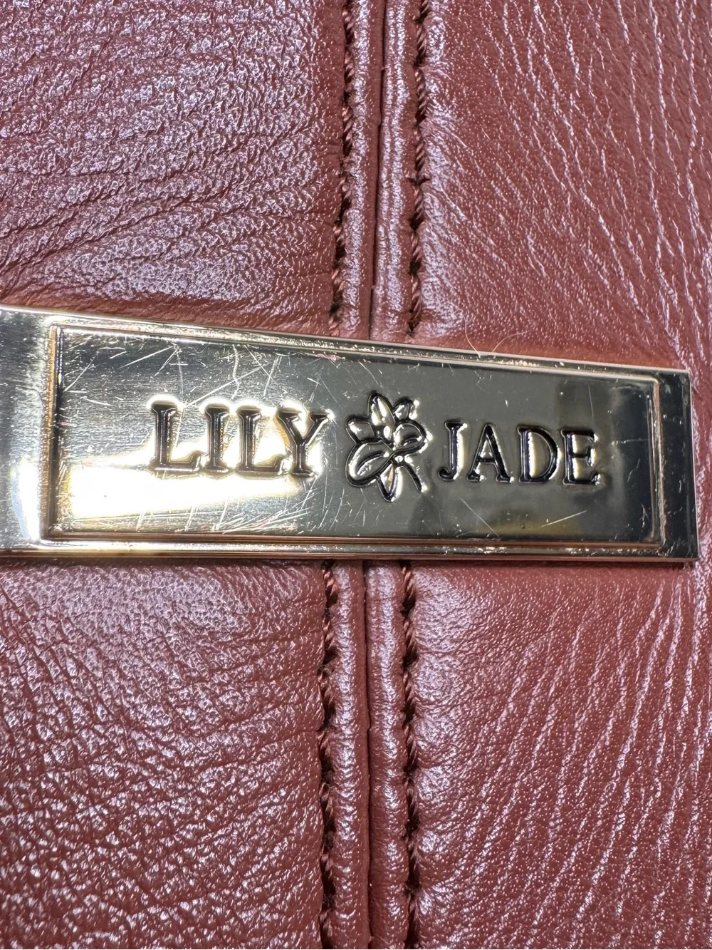 Lily Jade Madeline Full Grain Leather Convertible Tote Backpack Brandy Brown